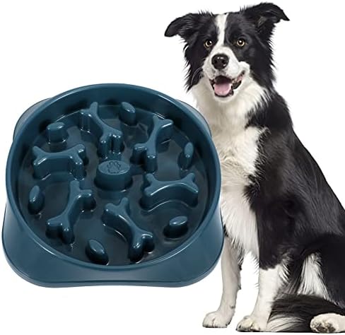 JASGOOD Large Slow Feeder Dog Bowl Slow Eating Bowl Slow Feeding Non-Slip Puzzle Bowl Dog Feeder Bowl Anti-Choking Dog Bowl, B-Blue, Large