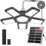 Solar Light for Shed with Constant On & Motion Activated Simple 2 Modes Tempered-glass Solar Panel with 267 LED Large Pendant Lamp Outdoor Indoor for Garage Shop Barn Gazebo Coop Home Day & Night Use