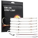 VISDOLL COB LED Strip Lights 16.4ft/5m DC24V 6000K White Dimmable, CRI90+ Bright Flexible LED Tape L