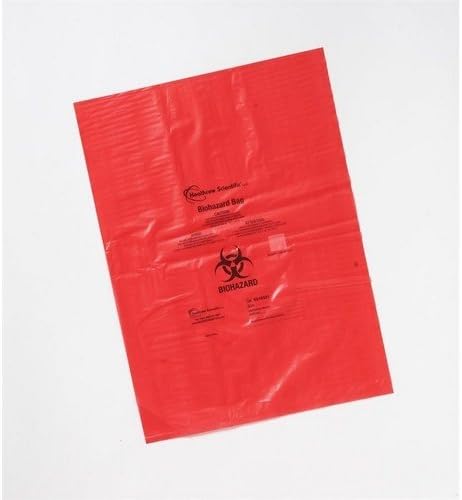 Heathrow Scientific HS10321, 356 x 483 mm. 1.57 mm. Thick Biohazard Bag (2 Packs of 200 pcs)