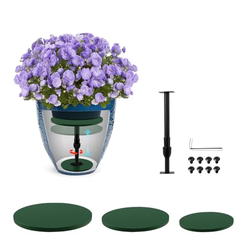Axcoix Adjustable Height Plant Risers for Inside Pots 7.5-12 Wooden Planter Inserts for Large Pots Sturdy Support Planter Lift Insert for Tall Square Round Taper Planters (6 8 10 Base or Top)