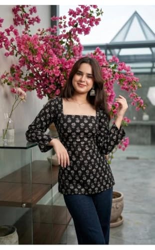 Image of Avayayat Women's Printed Short Kurti for Girls | Regular Wear Flared Tunic Top | Stylish & Comfortable Rayon Kurti