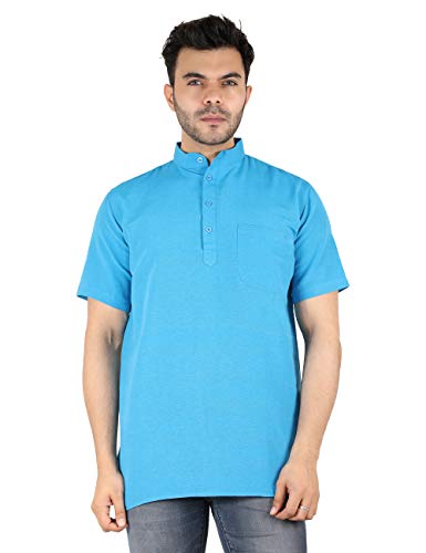 Image of LATEST CHIKAN Men's Cotton Regular Casual Strped Short Kurta Half Sleeves - (SK-LJ.DS.AS)