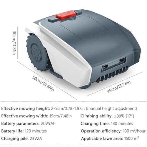 menglanchang CortacéSped RobóTico,Robots CortacéSpedes,Corta hasta 1500m² | CortacéSped RobóTico AutomáTico con Control De AplicacióN, PlanificacióN Rutas Y EstacióN Carga,Altura Corte 20-55mm,Grey - imagen 7