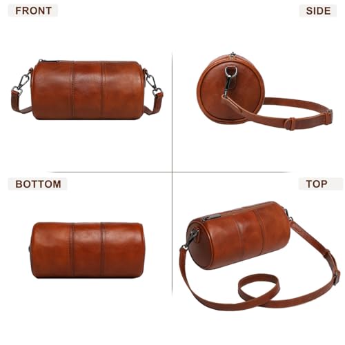 Image of COOLCY Crossbody Bags for Women Genuine Leather Soft Trendy Circle Cross Body Shoulder Bag Designer Cylinder Purses handbags