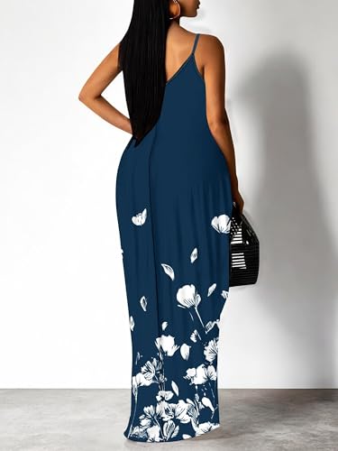 Image of SUZONANA Women Plus Size Summer Maxi Dress Spaghetti Strap Loose Sundress