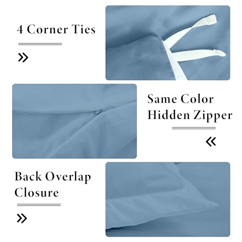 Image of ROYALE LINENS Lake Blue Duvet Cover Full Size - 3 Piece Bedding Comforter Covers - Zipper Closure - 1 Full Duvet Cover 80x90 inches and 2 Pillow Shams - No Comforter Included