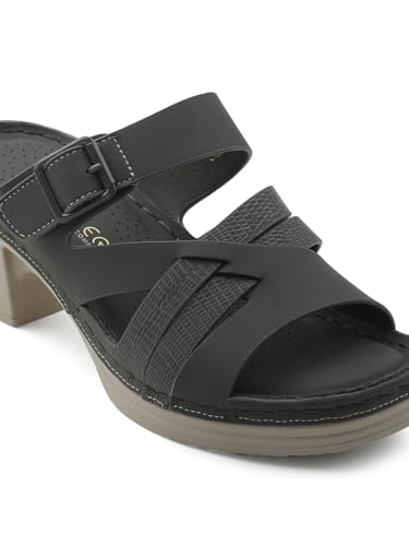 Image of Liberty Healers ZQ-FD-53 Casual Block Heel Sandal for Women With PVC Sole | Comfortable and Cushioned Footbed | Durable, Lightweight and Summer Footwear for Outdoor | Ideal for Everyday Wear