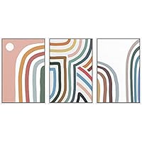 SIGNWIN Framed Canvas Print Wall Art Trio of Rainbow Colored Spirals Abstract Shapes Illustrations Modern Art Minimalist Colorful Multicolor for Living Room, Bedroom, Office - 16
