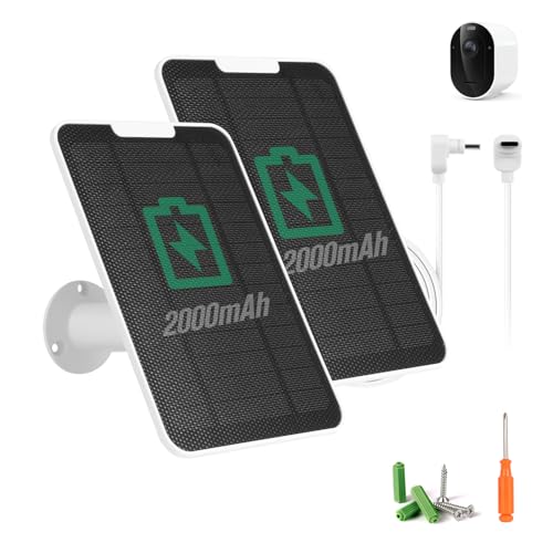 Solar Panel Charger Compatible with Arlo Pro Security Camera 2K HDR(6th Gen, 2025 Release), Built-in Battery Solar Panel for Arlo Pro 6/6XL, 9.8ft USB-C Plug Cable, IP65 Waterproof, Wall Mount, 2 Pack