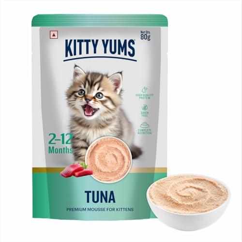 Image of Kitty Yums Kitten Wet Mousse 80g | Tuna | Rich in Protein | Promotes Hydration & Easy to Digest | Grain Free | No Artificial Flavours | Packed with Essential Vitamins & Antioxidants