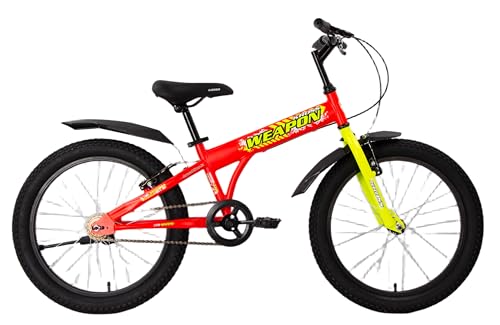 KROSS Weapon 20T 2.4 Kids Bike – Orange-Yellow, 20 Inch Unique Steel Frame, V Brake, Alloy Rims, PU Saddle, Side Stand, Single Speed BMX Cycle (6–8 Years)