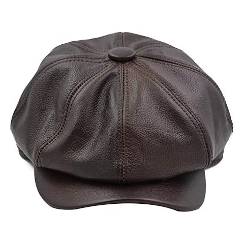 Yosang Fashion Men's Leather Classic 8 Panel Gatsby Newsboy Ivy Hat Brown Cover