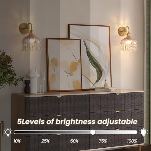 Image of Vintage Battery Operated Set of Two,Wireless Wall Sconces Dimmable Rechargeable Battery, 12 Colors RGB Lamp with Remote for Dining Room Hallway Living Room