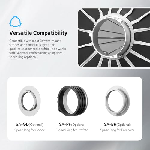 Godox S120T - Softbox de liberación rápida de 120 cm con rejilla de panal, caja de luz plegable extraíble con soporte Bowen, difusores para fotografía, Speedlite, flash de estudio, monolight - imagen 7