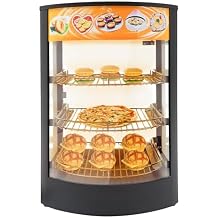 3-Tier Commercial Food Display Warmer,800W Electric Food Warmer Countertop Food Pizza Warmer Countertop with LED Lighting Removable Shelves Glass Door, Pastry Display Case for Buffet Restaurant