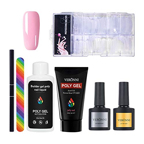 Preisvergleich Produktbild 7pcs Poly Nail Gel Kit,6 Colors Poly Gel,Nail Extension Gel,Quick Building Nail Mold Tips Bosixty