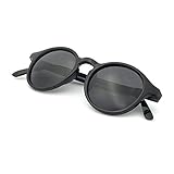 J+S Hali Retro Round Cat Eyes Sunglasses, Polarized, 100% UV protection, Spring Hinged (Black Frame/Black Lens)