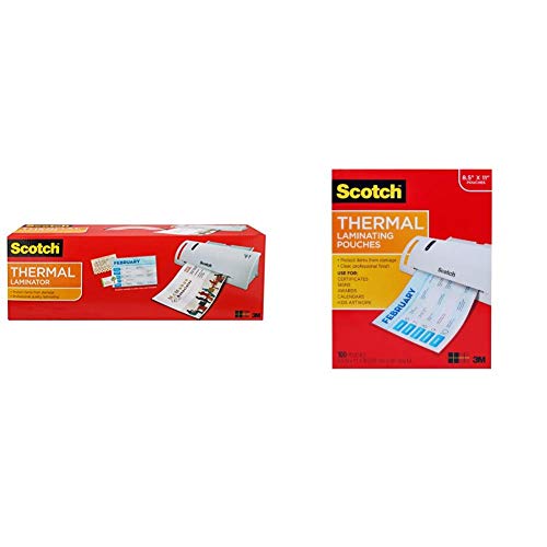 Scotch Thermal Laminator Combo Pack, Includes 20 Letter-Size Laminating Pouches, Holds Sheets up to 8.5