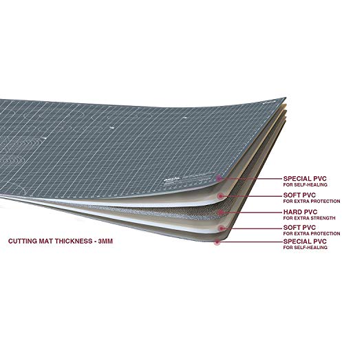 ANSIO Craft Cutting Mat Self Healing A1 Double Sided 5 Layers - Quilting, Sewing, Scrapbooking, Fabric & Papercraft - Imperial/Metric 34 inch x 22.5 inch / 89cm x 59cm - Brown/Grey