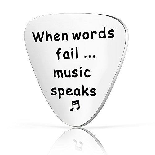 Zuo Bao Guitar Pick Gift, When Words Fail Music Speaks Guitar Pick, Gift for Musician (Guitar Pick)
