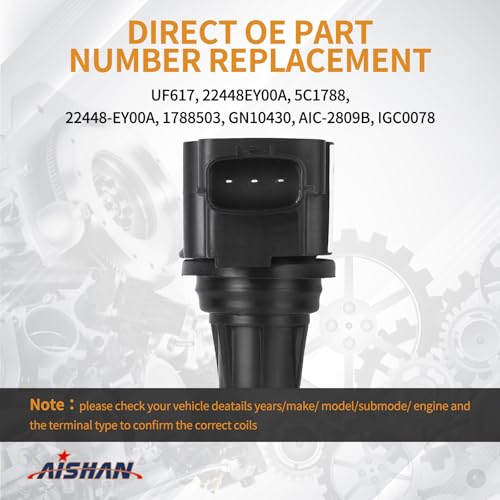 AISHAN Set of 6 Ignition Coil Pack and Iridium Spark Plugs Compatible with Infiniti EX37 FX37 G37 M37 Q50 Q60 Q70 QX50 QX70, for Nissan 370Z V6 3.7L 2009-2019 UF617 22448EY00A 5C1788 1788503 by AISHAN - Used condition - Image 6