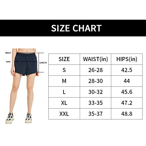 CQC Women\'s Workout Shorts Athletic Sports Active Running Shorts with Mesh Liner Black M