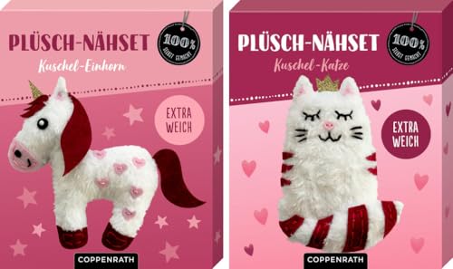 Plüsch-Nähset: Katze / Einhorn: Nähset für ein eigenes Kuscheltier: Katze oder Einhorn; für Kinder ab 8 Jahren (100% selbst gemacht)