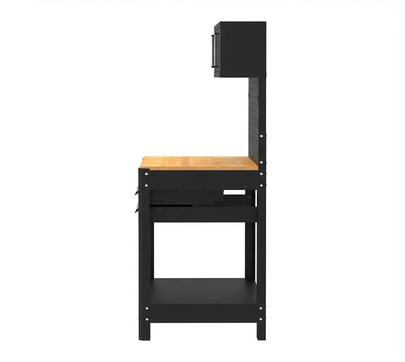 Monos 2 Werkbank | Metall Werkstattschrank Schwarz | Multiplex Arbeitsplatte | 61 cm Tiefe | mit Lochwand