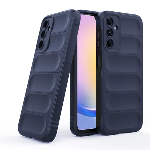 Image of amazon basics Mobile Cover for Samsung Galaxy A25 5G | Full Camera Protection | Liquid Silicon Case | Flexible Bumper Case for Samsung Galaxy A25 5G (Dark Blue)