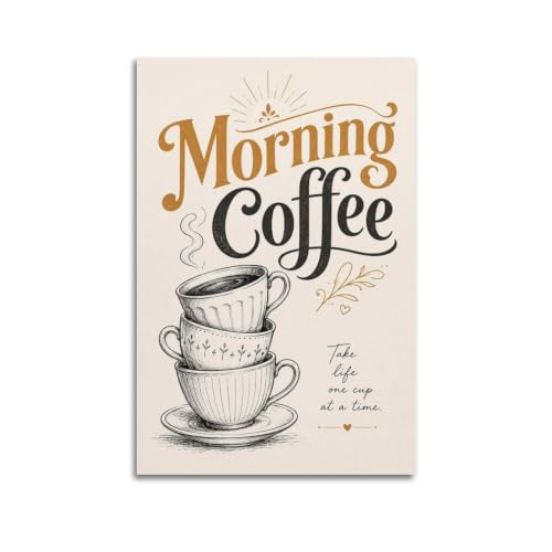 Toile murale Morning Coffee cadeau idéal de crémaillère au motif tasse à café 40x60