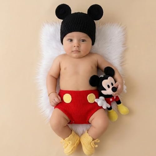 Image of BabyMoon Set of 3 | Baby Cartoon Crochet Photography Shoot Props | Costume | 3-6 Months