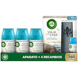 Dispensador De Agua Marca Oasis Air Wick Freshmatic, Aparato y Recambios de ambientador spray automático, esencia para casa con aroma a Oasis Turquesa, 1 aparato y 4 recambios