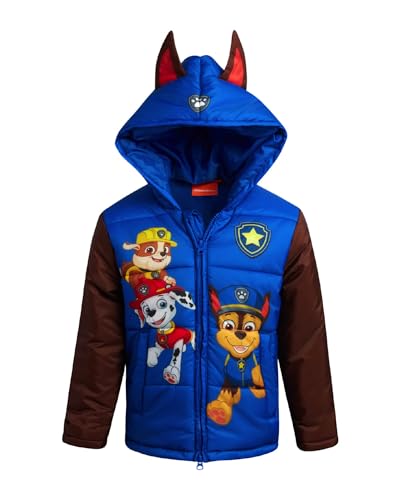 Nickelodeon Boys' Puffer Jacket - Full Zip Up Paw Patrol Hoodie Puffer Jackets - Graphic Jackets for Boys (Sizes: 2T-7)