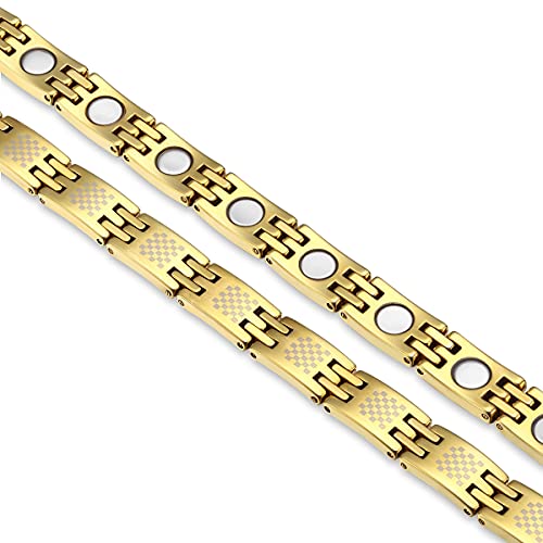 Uswel Magnetic Bracelet For Men/Women, Ultra Strength Magnetic Therapy Bracelet For Women And Men~18K Gold Plating Jewelry Gift With Adjustment Tool #TOP2