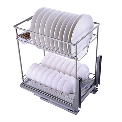 Placard de cuisine optimisé par l'égouttoir à vaisselle coulissant inox