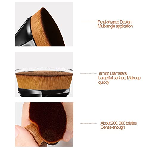 2 Pack Magic Foundation Makeup Brush Flat Top Kabuki Hexagon Face Blush Liquid Powder Foundation Brush For Blending Liquid, Cream Or Powder Cosmetics With Bonus Protective Case ,Black #TOP6