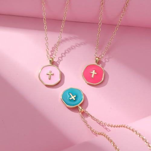 Cute Small Cross Necklace, First Communion Baptism Decorations Party Favors Christian Religious Easter Jewelry Gifts for Daughter Granddaughter Niece4