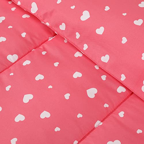Utopia Bedding All Season Heart Comforter Set with 2 Pillow Cases, 3 Piece Soft Brushed Microfiber Kids Bedding Set for Boys/Girls, Machine Washable (Twin)