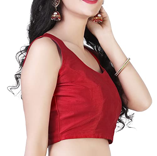 Image of Studio Shringaar Women's Readymade Polyester Sleeveless Saree Blouse
