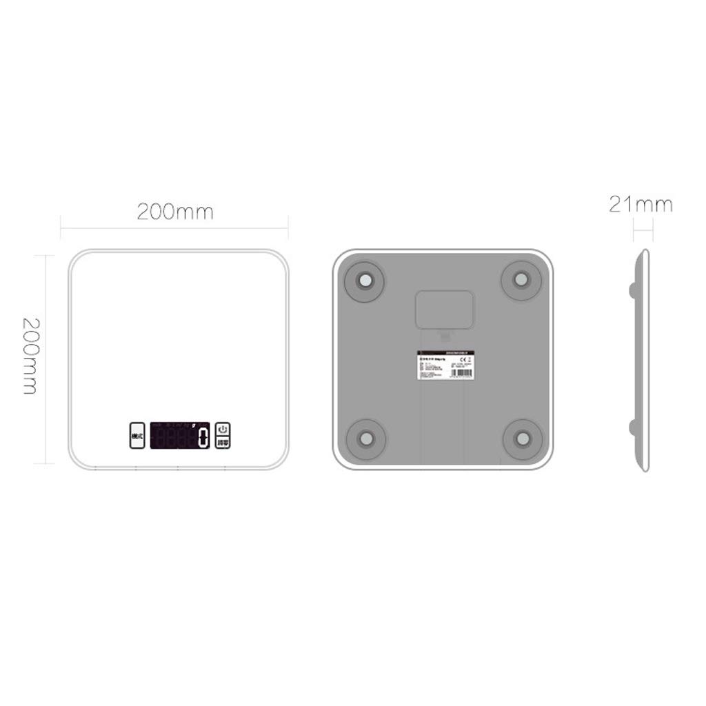 Digital Kitchen Scales, Advanced Touch Scale Tempered Glass Electronic Food Scales with LCD Backlight Tare Auto Off Function (White 200 * 200 * 21mm)