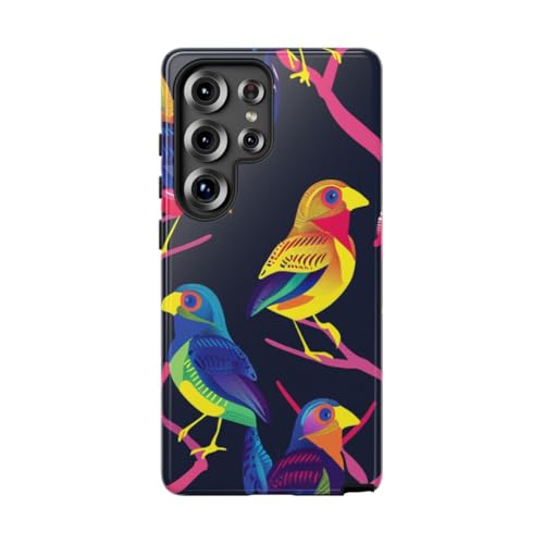 Coque Samsung S25 Ultra oiseaux rigide brillante bleue protectrice