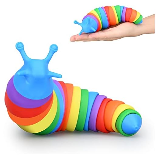 Cnll Fidget Slug, Brinquedo de Fidget Stretch Stretch Slug Articulado Impresso em 3D, Brinquedos Sensoriais para Autista, Slug Articulado Amigável - Brinquedo Fidget (Colorido)