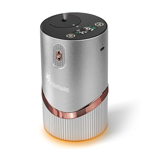 Diffuser Für Ätherische Öle, Duftöl Diffuser - Auto Diffusor 2 Modi, 4 Kaltnebel- und Timer-Einstellungen 1/2/4/6 Std., Automatische Abschaltung Mit Warmer LED (Silberfarben)