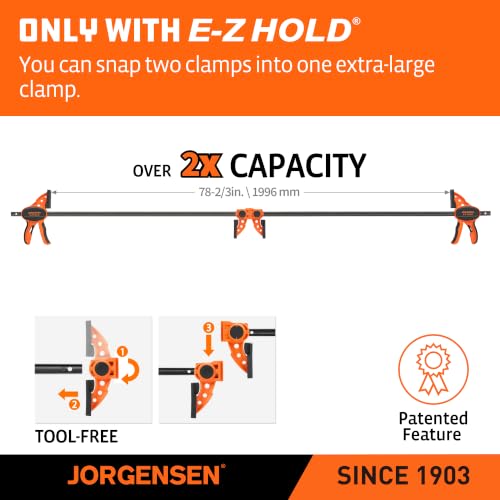 Image of Jorgensen 36 inch E-Z Hold Medium-Duty Bar Clamps, 400 lbs Load Limit, 2-Pack