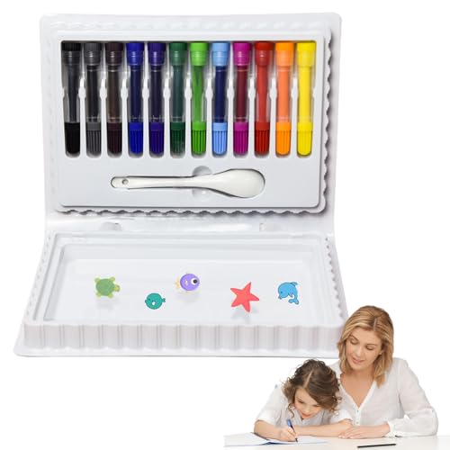 Sionhiuo Rotuladores Para Pintar Para Niños | Rotuladores Flotantes Para Niños | Juego De 12 Colores Con Cuchara, Material Escolar Creativo Para Niños Niñas Preescolar Y Jardín De Infancia