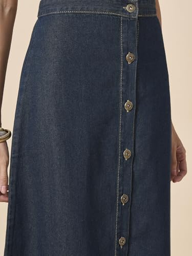 Image of Style Quotient Women Black A-Line Maxi Denim Skirt