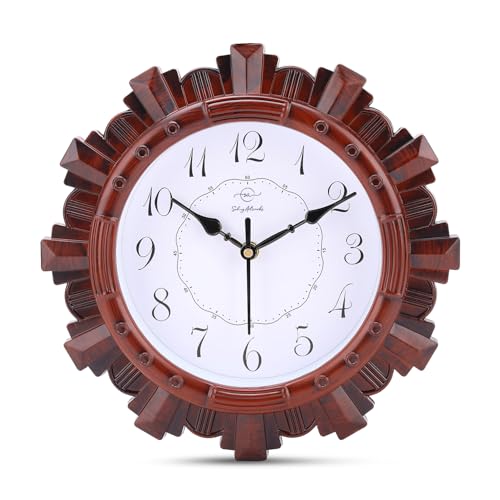 Image of Sehaz Artworks Wall Clock for Living Room Stylish | Wall Clock for Hall | Clock for Home | Wall Watch for Living Room - Brown 24x24 cm