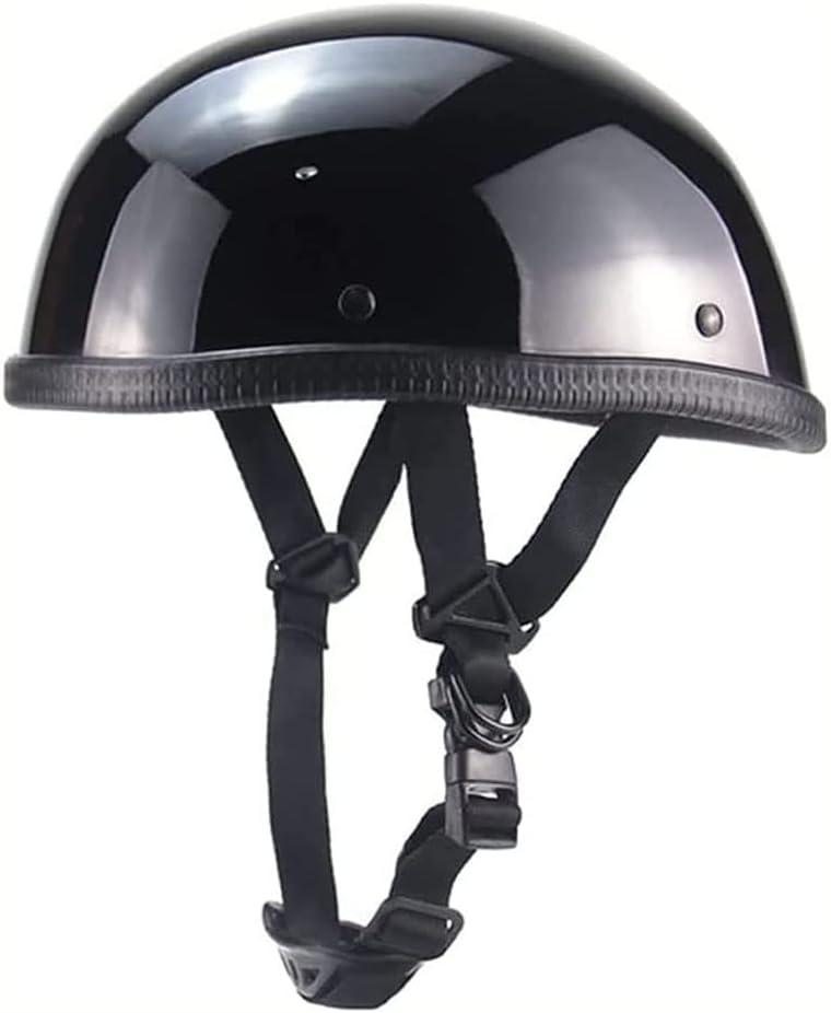 EMUR Beanie Motorcycle Half Helmet, DOT Approved Ultra-Thin Comfortable Cruising Low Profile Skull Cap, German Style Novelty Small Helmet for Chopper Moped Scooter Motorbike Electric