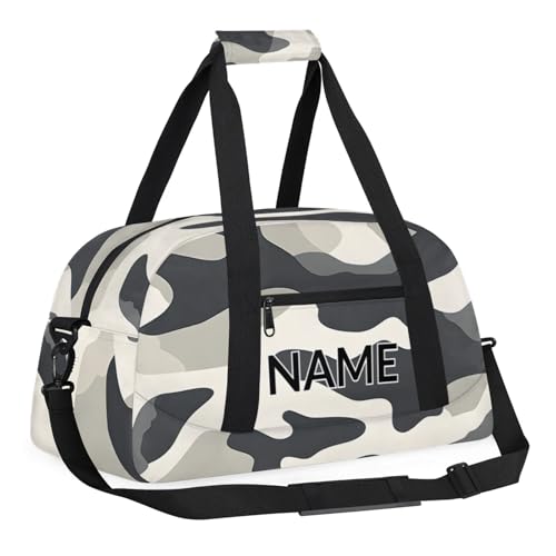 Personalized Custom Black Grey Camo Gym Bag for Women Men Carry on Travel Duffel Tote Gray Camouflage Overnight Workout Weekender Bag2